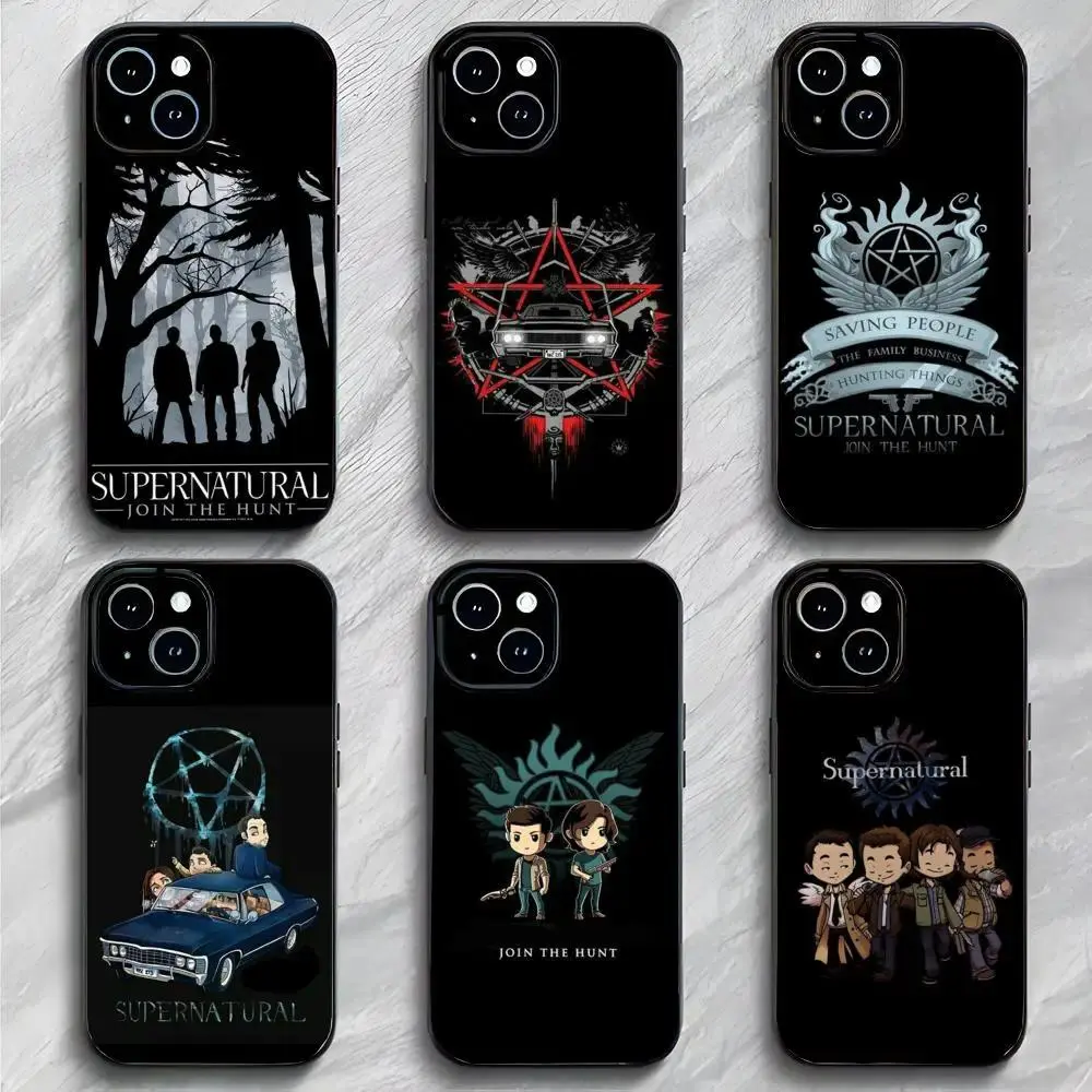 S-Supernatural TV Show Smartphone Case, Black Matte Slim Protective Cover for iPhone 11-17 Pro Max/Plus & Samsung Galaxy S23-S25, Cellphone Handheld Devices Accessories