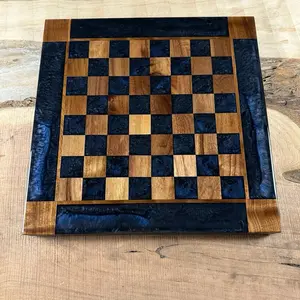 Midnight Blue Walnut Chess Board (INCLUDES PIECES) Midnight Blue Walnut Chess Board (INCLUDES PIECES)