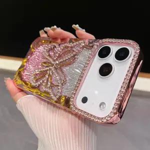 Glitter Hollow Butterfly Diamond Phone Case Casing For iPhone 17 Air, 16, 15, 14 Plus, 13, 12 Pro Max Shockproof Protective Cover Protector Accessories