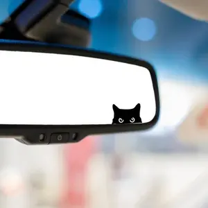 4pcs Cat Car Decal - Simple Black Cat Design for Your Vehicle's Rear View Mirror