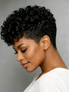6 Inch Short Curly Pixie Wig for Women, Human Hair Machine-Made, 180% Density, Perfect for Everyday Use, Stylish and Comfortable