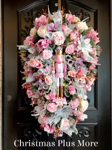 Pink Nutcracker Christmas Swag Wreath