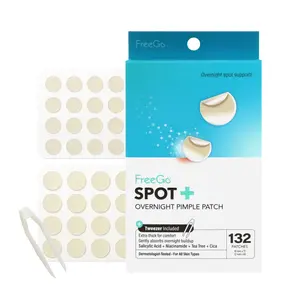 FreeGo Spot+ Hydrocolloid Overnight Pimple Patch (132 Counts) Acne Treatment with Niacinamide Salicylic Acid Tea Tree & Cica for Gentle Skin Repair and Acne