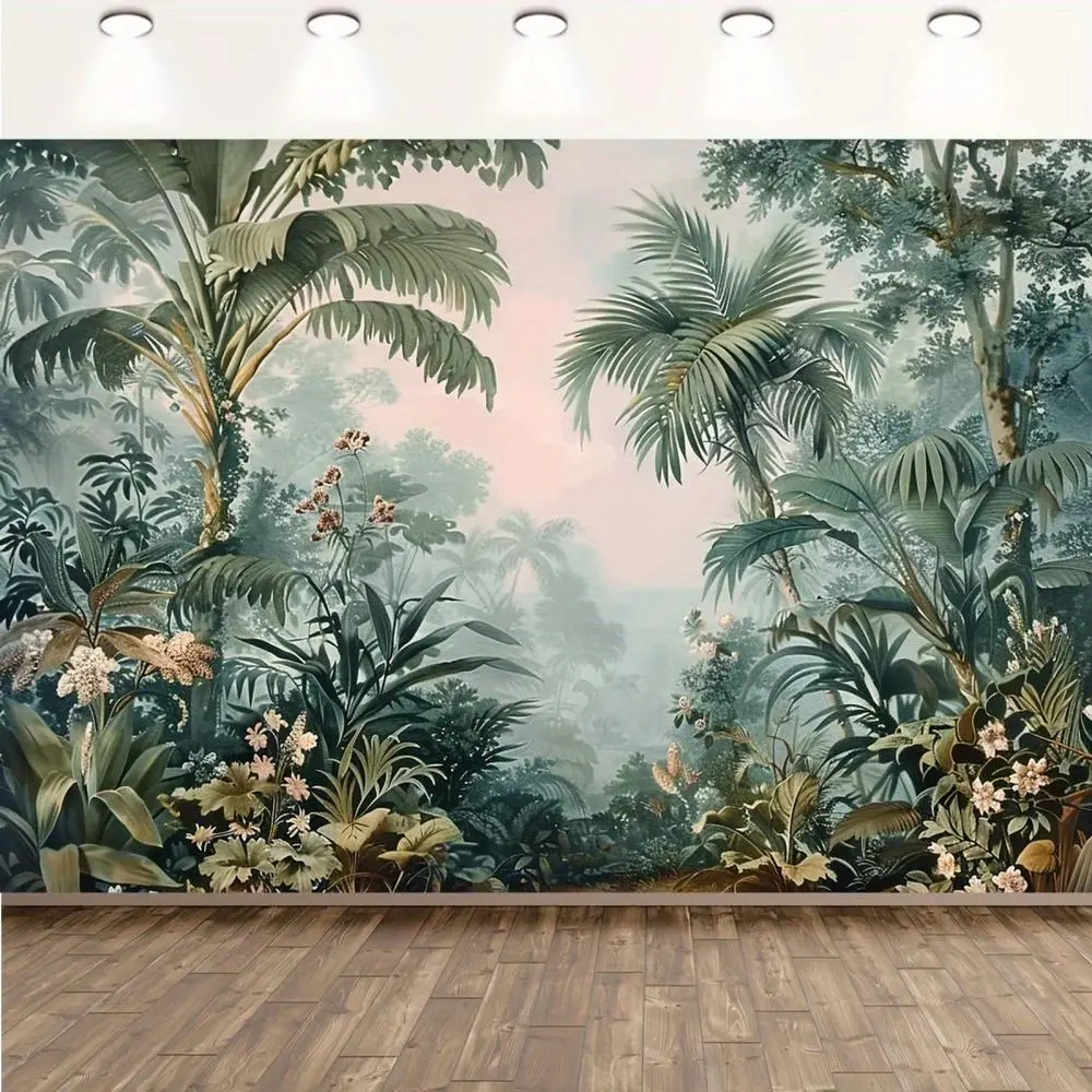 Unisex Artistic Soft Fabric Tropical Leaf Print 2D Flat Textile Wallpaper-Photo Backdrop Cloth (1pc), 39.3X59 Inch / 100Cmx150cm or 70.8x90.6in/180x230cm, Room Decoration for Party Use (Durable, Multi-Size, All Seasons)