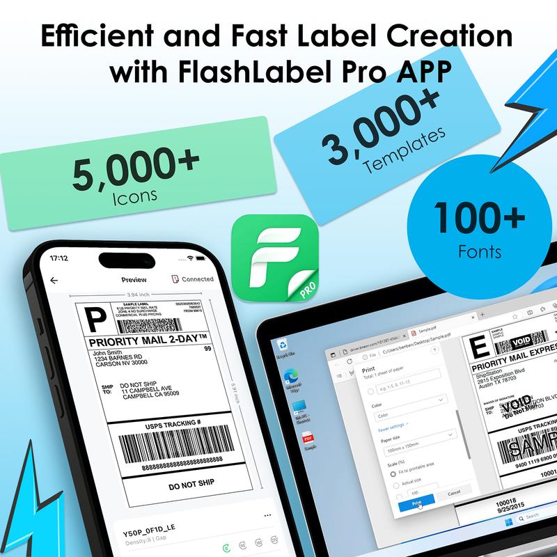 KNAON Thermal Shipping Label Printer BLuetooth Wireless Printer 4x6 for Small Business & Package,Compatible with USPS, Amazon, Shopify, iOS/Android/Windows/Mac KNAON Thermal Shipping Label Printer BLuetooth Wireless Printer 4x6 for Small Business & Package,Compatible with USPS, Amazon, Shopify, iOS/Android/Windows/Mac