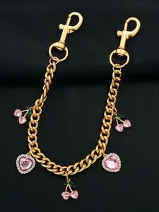 New Crystal Heart Cherry Keychain Pendant, Trendy Cute Keychain, Cute Fruit Bag Charm for Girls, Perfect Valentine Gift and Elegant Fashion Accessory