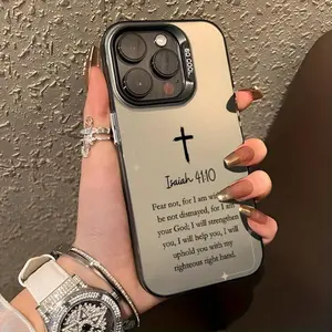 Christian Bible Isaiah 41:10 Cross Aesthetic Autumn Decor Phone Case Suitable for IPhone17 11 12 13 14 15 16 Pro Max Air Plus Case Black And Silvery Shockproof Phone Cases Christian Gifts For Sister Women Men