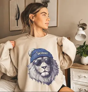 Vintage Style Detroit Football Crewneck Sweatshirt, Unisex Detroit Sweatshirt, Lion Mascot Shirt, Trendy Game Day Gift, Detroit Football Fan