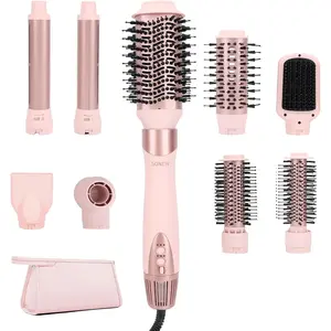 9-in-1 Multi Hair Styler | Air Styling & Drying System | Powerful Blow Dryer Brush | No Heat Damage | L/R Automatic Wrap Curlers, Oval Bursh, Round Brush, Flat Nozzle & Storage Pouch