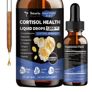 Totaria cortisol Supplement Liquid Drops Hormone Balance for Women Men with Magnesium Complex,Ashwagandha,Rhodiola Rosea,L Theanine,Phosphatidylserine Supplements Mood, Focus, Sleep Support 2 FL.OZ