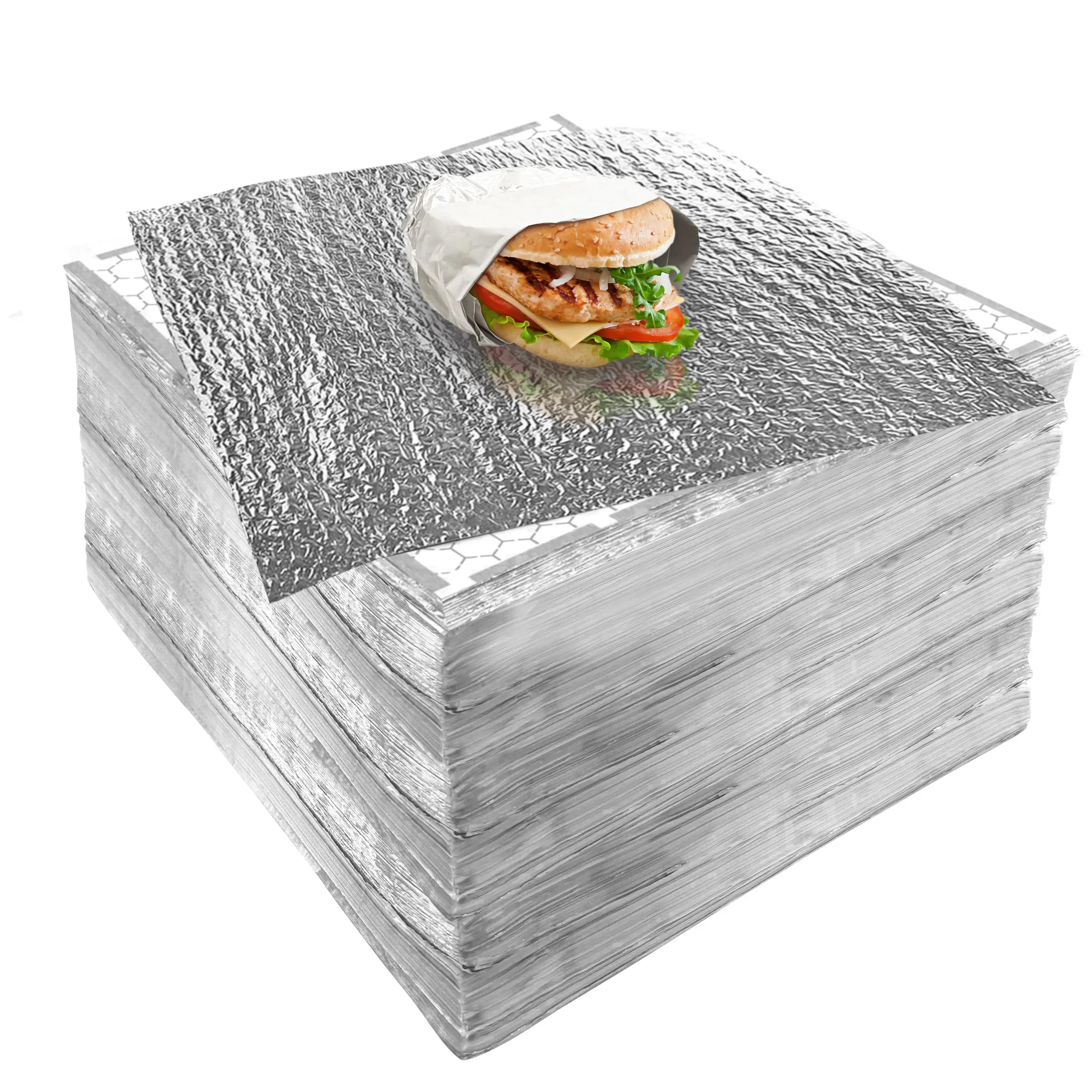 Insulation Sandwich Wrapping Paper Aluminum Foil Sheets - [100 Pack] (14" X 16") Wrap For Wraps  Burritos And Bbq