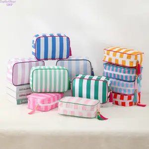 Women's 2026 New Striped Makeup Bag, Large-Capacity Lightweight Waterproof Portable Organizer, Multi-Functional Pouch for Lipsticks & Cosmetics, Ideal for Travel & Daily Outings,summervibes