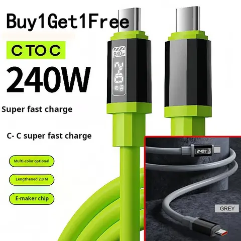 240W Fast Charging Cable, Super Fast Charge, Mobile Data Cable, Smart Quick Charge, Enhanced Fast Charging, High-Power Fast Charging, High Power Output, Compatible with Apple Type-C Charging Smartphone Cellphone, Universal Compatibility, Electronic