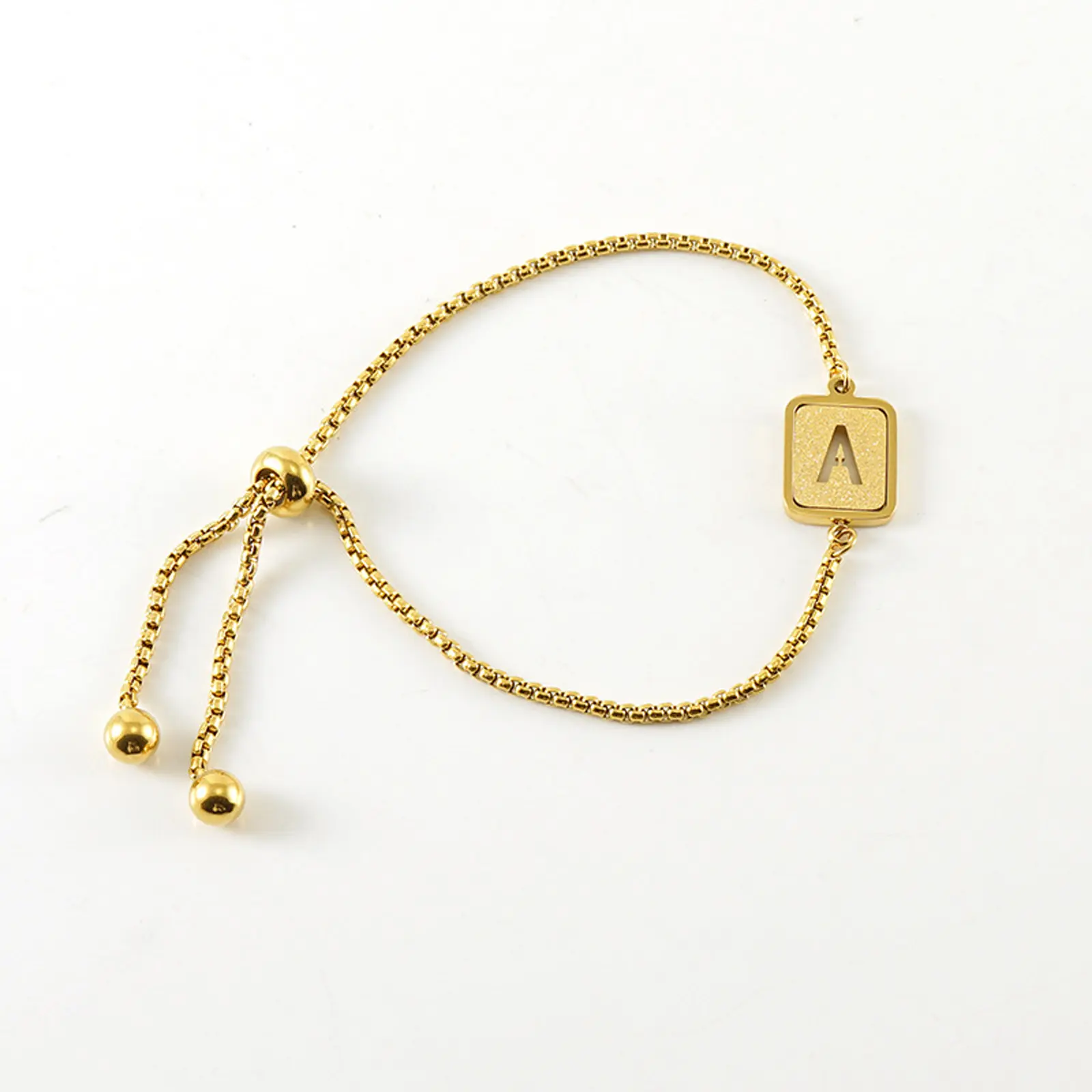 springtok Titanium steel bracelet 26 English letters square brand bracelet drawstring adjustable ladies daily wear gift
