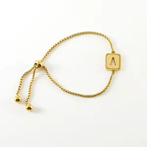 springtok Titanium steel bracelet 26 English letters square brand bracelet drawstring adjustable ladies daily wear gift