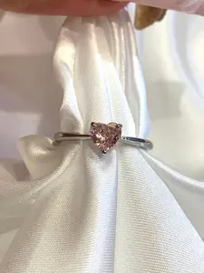 Silver Heart Pink Ring (Size 9)