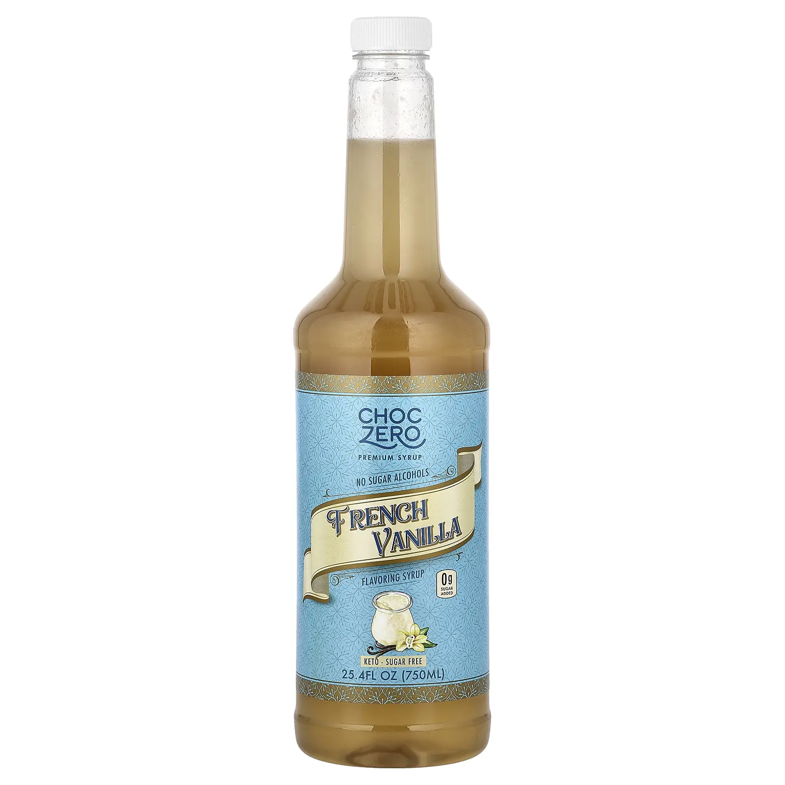 ChocZero Premium Syrup, French Vanilla, Sugar Free, 25.4 fl oz (750 ml)