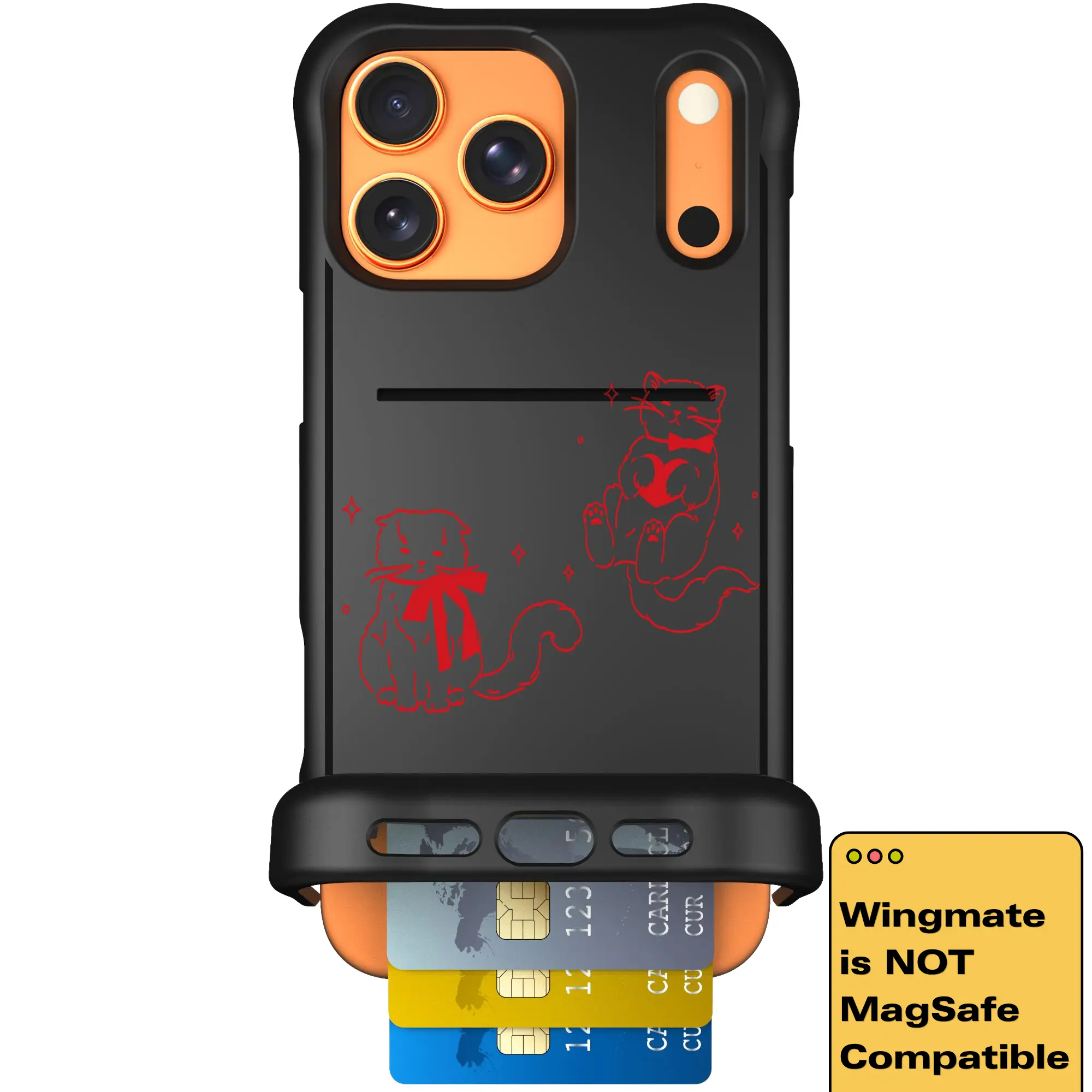 Scooch Wingmate Hidden Wallet Case - Cupid's Cats (Not MagSafe Compatible)