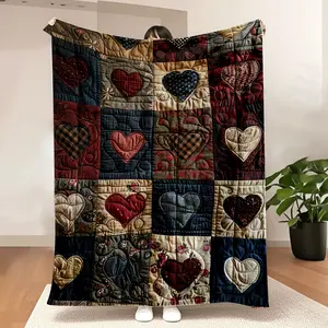 Ultra Soft Heart Print Flannel Throw  Lightweight Portable  for Travel Camping Office All Season Use daughter blanket King Size 1000 Thread Count Sheet Set