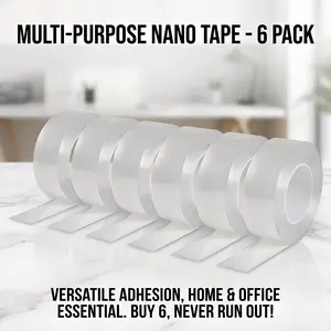 6pcs nano tape! Removable, reusable, transparent tape for household, office, automotive, and wall mounted use