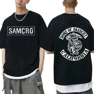 2025 Summer New Movie-Sons of Anarchy Double Sided Printed T-Shirt Men's and Women's Fashion Hip Hop Rock T-Shirt