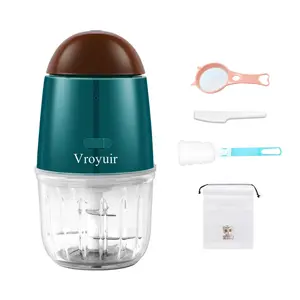 Vroyuir Mini Food Processor, Cordless Small Food Chopper & Blender for Meat,Vegetables,Fruit – 200W Portable,6 Sharp Blades–1.3 Cup (10 oz) Glass Container, Dishwasher Safe – Compact Kitchen Gadget (Green)