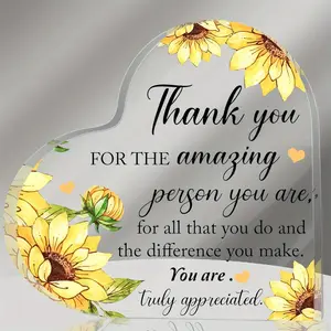 1 pcs, heart-shaped acrylic plaque, thank you gift for teachers, nurses, ladies, Christmas gift, birthday gift, gift for family, gift for friends, suitable for room, home, office desk decoration plaque