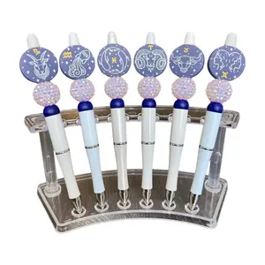 Beaded Silicone Focal Refillable Black Ink Pen Zodiac