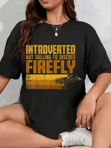 100% Cotton Unisex Vintage Introverted Browncoat Firefly, Space Sci Fi Round Neck Short Sleeve T-Shirt Women's Men Graphic Tee