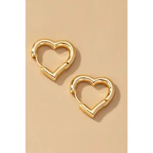 Viral Heart Shape Hinged Huggie Hoop Earrings | Shiny Gold Plated Brass Jewelry for Women