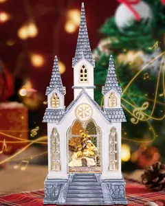 Christmas Church Nativity Snow Globe Light up Snowglobe with Music, 9.84" White Christmas Snow Globes for Kids Adults, 6H Timer & Dual Power, Angle Snowglobes Christmas Decorations Indoor