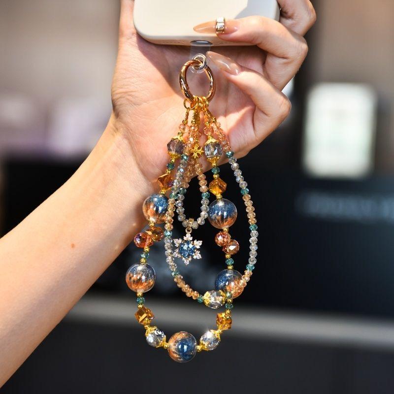 Boho Handmade Beaded Phone Charm! Cute Crystal Wrist Strap with Keychain, Aesthetic Phone Accessory for Women & Girls, Fits All Phones, Perfect Bag Charm Gift