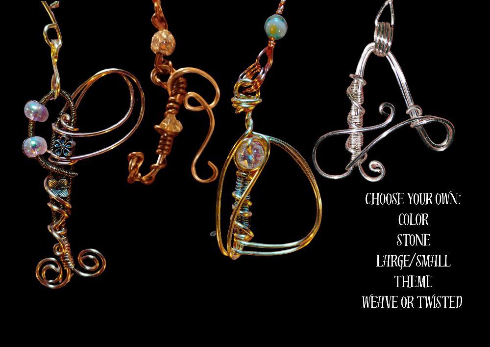Custom Initial Keychain Handmade from Recycled Copper Wire, 3 Inch x 2 Inch, Available in Various Colors, Unique Design for Personalization