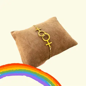 Venus Entwined Bracelet - Stainless Steel Symbol of Female Love & Connection - Gold-Tone