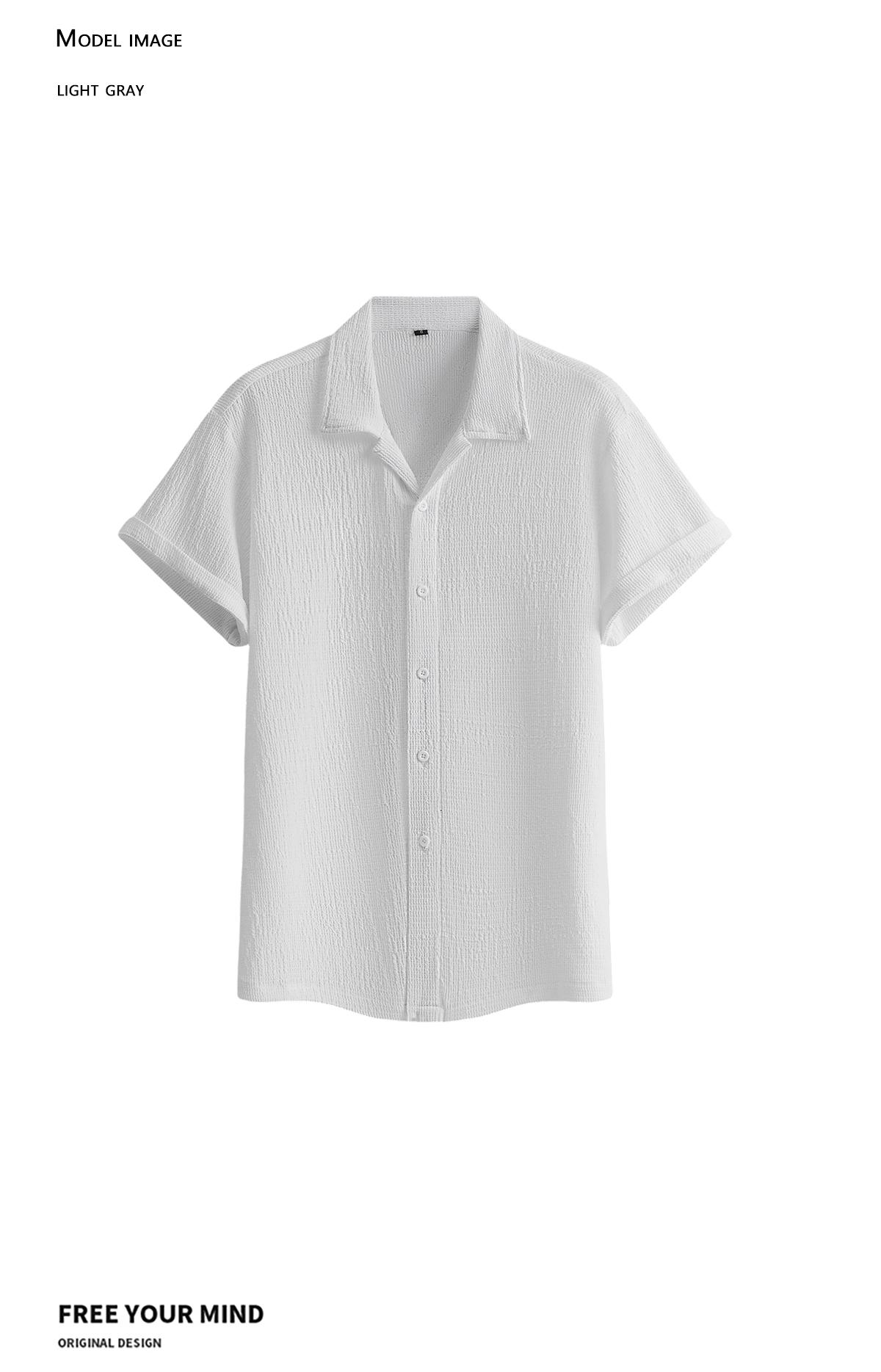 2-pack men’s summer short-sleeve shirts: men’s short-sleeve shirt, men’s shirt. Textured checkered short-sleeve shirt with button design; loose fit, turn-down collar, solid color, lightweight and breathable. Available in multiple colors—solid and versatil