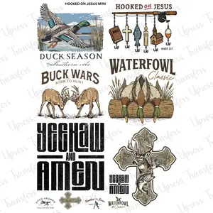 Hooked On Jesus Mini DTF Transfer Gang Sheet 24.5" Wide x 36" Long Direct To Film Trendy Vibrant Designs for Stylish Wardrobe