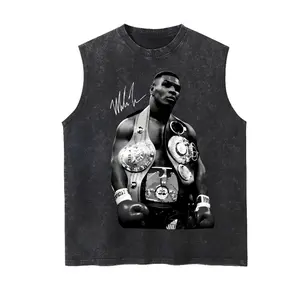 Mike Tyson Vintage washed tank top, 90s Vintage Boxing Sport Legend Unisex Graphic washed tank top, Vintage Streetwear, Autographed  washed tank top Crewneck Clothing Cotton Menswear