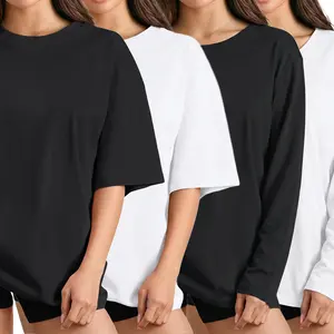 Women's Plus Size Oversized Basic Tee | Curvy Friendly & Tummy Hiding | Solid Black & White | Short/Long Sleeve S-6XL