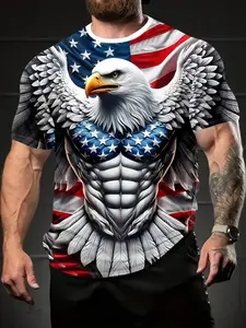 Men's Digital Print Short Sleeve T-Shirt, 3D Clear Vibrant Pattern, Soft Breathable Fabric, Loose Fit Round Neck, Casual Summer Top