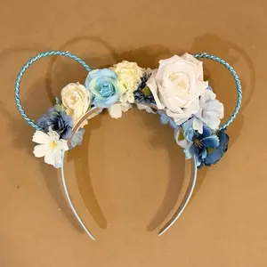 Youth - Handcrafted Light-up Mouse Ears - Elsa Inspired - Blue Fairy Lights - 3 lighting modes