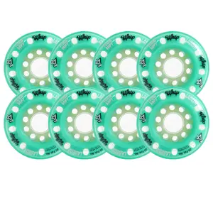 Labeda Whips Roller Hockey Wheels - Teal Soft 76mm - 8-Pack with Evo Spacers