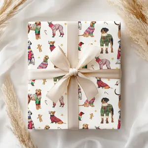 Christmas Dog Wrapping Paper, Classic Holiday Gift Wrap, Cute Puppy Gift Packaging, Festive Pet Lover Paper, Pet Dog Owner Gift