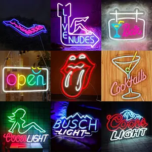 Bar Neon Sign Light, Cool LED Sign, and Blue, Adjustable Brightness, USB Wall Decor Art Atmosphere Lamp, Bedroom, Living Room, Bar, Shop