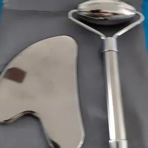 3-in-1 Facial Massage Care Set, 1 Set Stainless Steel Ice Face Roller & Scraping Set, Facial Care Tool for Lifting, Shaping and Massage, Home Beauty Tool