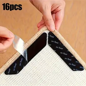 16pcs Non-Slip Carpet Gripper Pads, Reusable Rubber Mats for Rug, Bed Sheet, Hardwood Floor, Anti-Move Fixing Clips