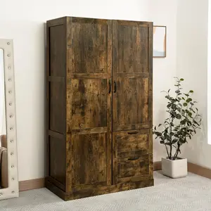 Tall Kitchen Pantry Cabinet with Doors and Adjustable Shelves, Wooden Pantry Storage Cabinet for Food, Utility Storage Cabinet for Kitchen Dining Room, Traditional Design, Smooth Drawers