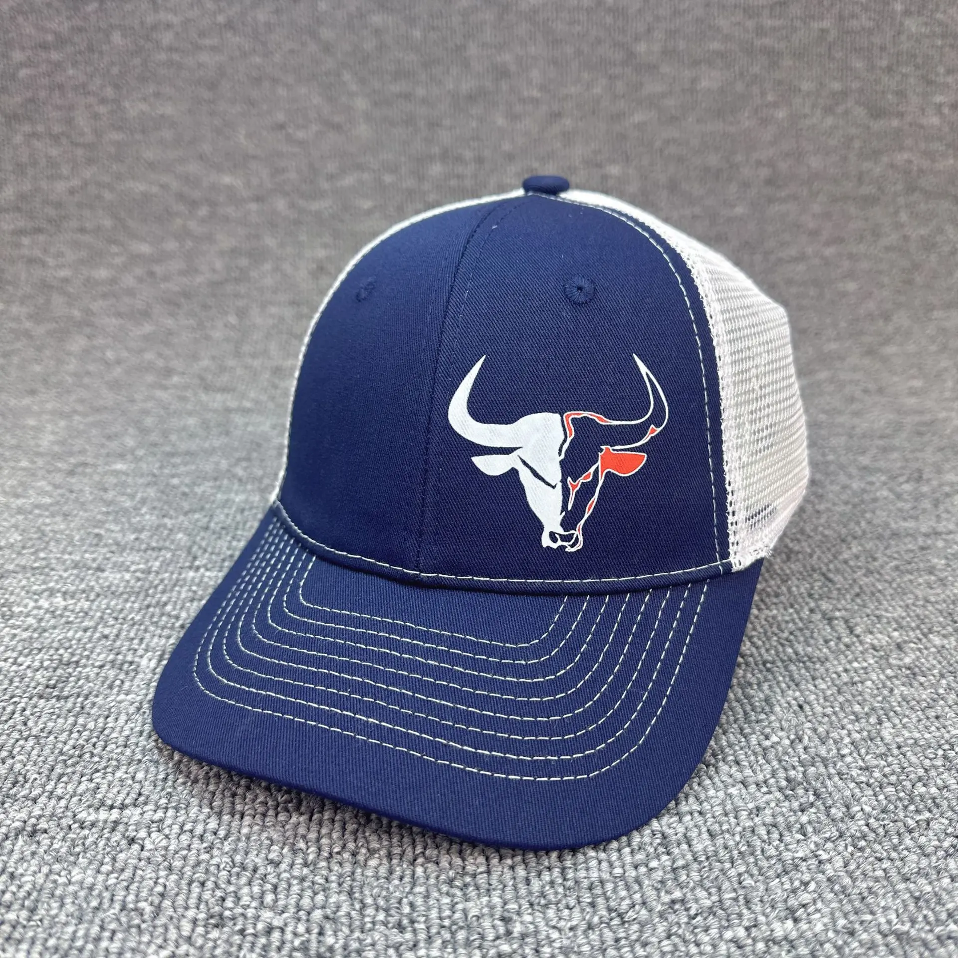 Navy Blue + White Mesh [Big Bull Head]