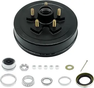 Trailer Brake Hub Drum Kit 5 Bolt on 4.5 for 3500 lb Cargo Boat Trailer Axle, 10" x 2-1/4" Electric Brake, L44649 L68149 Bearing 1.719" x 2.565" Grease Seal for #84 1-3/8" to 1-1/16" Spindle.