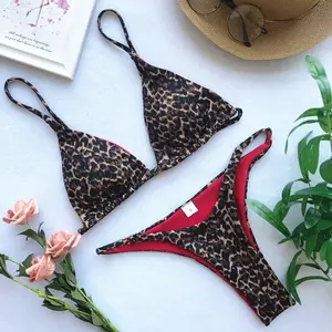 2025Micro Leopard Bikini Women High Cut  Bandage Push Up Swimsuit Sexy Bathing Suit Padded Thong Swimwear,summer Beach Vacation