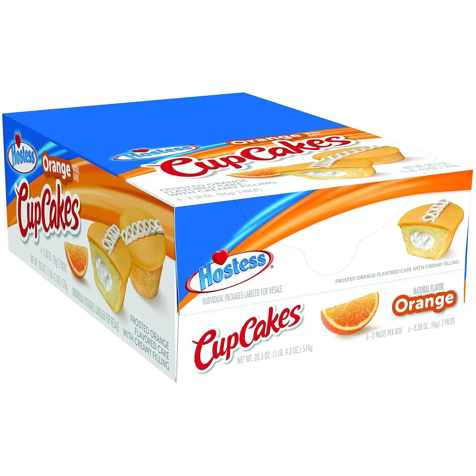 Hostess Orange Cupcakes 3.38 Oz 6 Count Delicious Snack Cake with Creamy Filling Iconic Flavor